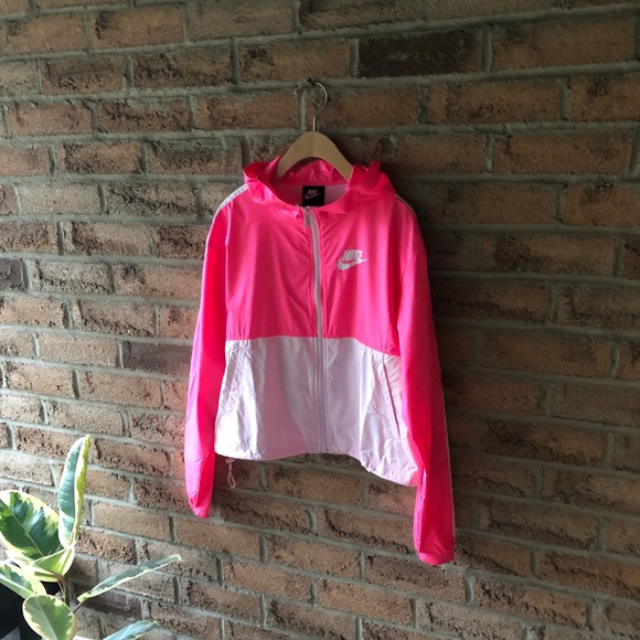 NIKE | Neon pink, light pink & white lightweight hooded oversized fall jacket - Picture 3 of 11